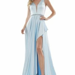 Colors Dress A Line Leg Slit Gown The Event Shop