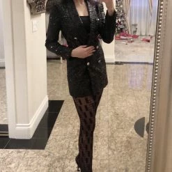 Influencer Style Jessica Bara Yesi Sequin Double Breasted Jacket
