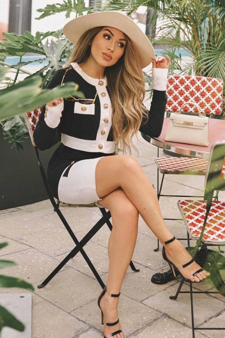 Jessica Bara Riley Color Contrast Two Piece Set Influencer Style