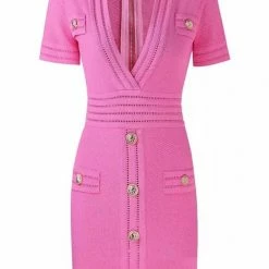 Jessica Bara Coco Short Sleeve Button Mini Dress