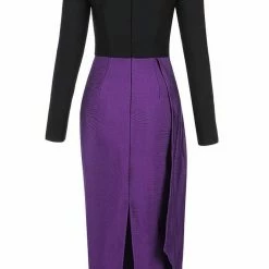Jessica Bara Beth Long Sleeve Colorblock Bodycon Dress