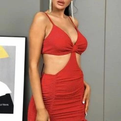 Jessica Bara Rosalie Ruched Cut Out Mini Dress Dresses