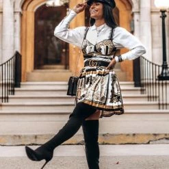 Jessica Bara Mckinley Printed Crop Top And Pleated Skirt Two Piece Set Influencer Style