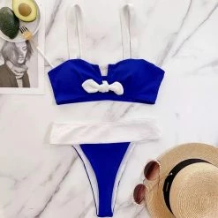 Jessica Bara Eleanor Color Block Bowknot Bikini Set