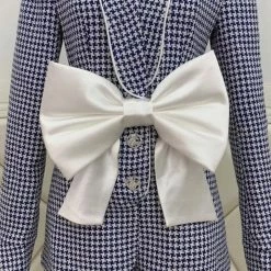 Jessica Bara Bowery Long Sleeve Plaid Bowknot Romper Birthday Suit