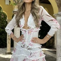 Jessica Bara Valentine Floral Dress With Pom Poms Tika Camaj