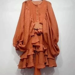 Jessica Bara Juliette Long Sleeve Belted Ruffle Dress Dresses