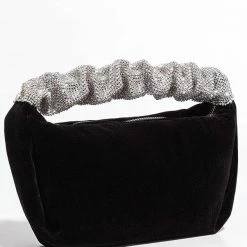 Jessica Bara Sasha Velvet Rhinestone Strap Clutch