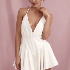 Jessica Bara Toni PU Backless Ruffle Mini Dress