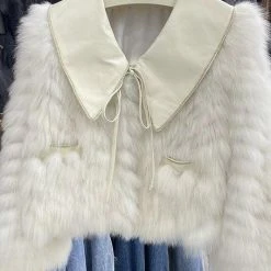 Reve Doll Essentials Jessica Bara Arlene Long Lapel Fur Bowtie Jacket