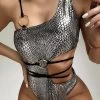 Jessica Bara Carina Snakeskin One Piece Swimsuit Poolside Essentials