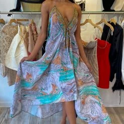 Kareena Maldives Halter Neck Embellished Maxi Dress