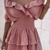 Jessica Bara Aurora Off The Shoulder Ruffle Mini Dress