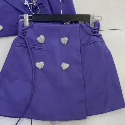 Jessica Bara Steph Crystal Heart Blazer And Skort Two Piece Set