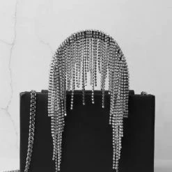 Jessica Bara Alden Leather Diamond Fringe Purse