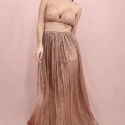 Jessica Bara Candance V Neck Glitter Maxi Dress
