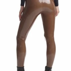 Influencer Style Commando Faux Patent Leather Leggings With Perfect Control
