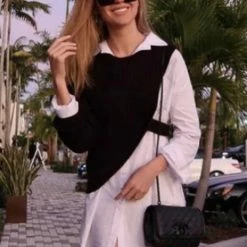 Jessica Bara Maeve Long Sleeve Knitted Button Down Shirt