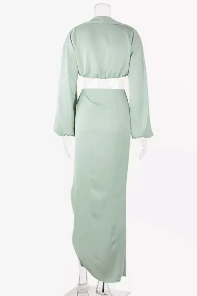 Jessica Bara Radika Long Sleeve Crop Top And Maxi Skirt Two Piece Set Summer Lovin'