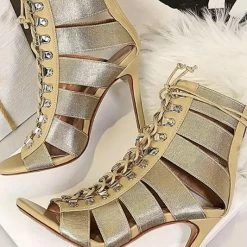 Jessica Bara Bethany Open Toe Lace Up Booties