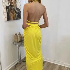 Influencer Style Jessica Bara Stassie Halter Neck Backless Maxi Dress