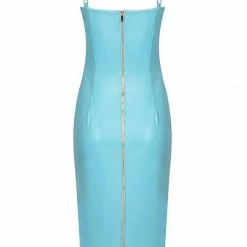 Birthday Suit Jessica Bara Marion Pleather Gold Detail Midi Dress