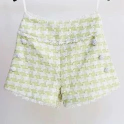 Jessica Bara Aarolyn Houndstooth Tweed Shorts