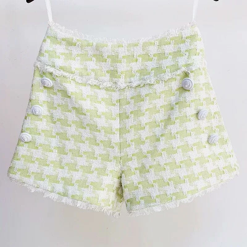 Jessica Bara Aarolyn Houndstooth Tweed Shorts