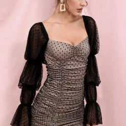 Summer Lovin' Jessica Bara Sebastian Long Sleeve Polka Dot Mini Dress