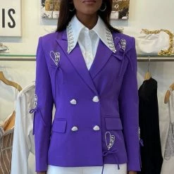 Jessica Bara Skyler Double Breasted Crystal Heart Blazer Birthday Suit