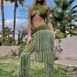 Influencer Style Jessica Bara Kai Lace Tassel Two Piece