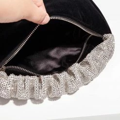 Jessica Bara Sasha Velvet Rhinestone Strap Clutch