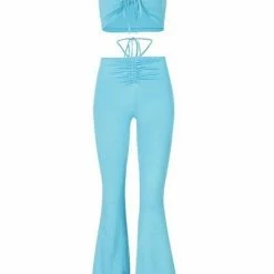 Jessica Bara Bridget Halter Top And Flare Pant Two Piece Set