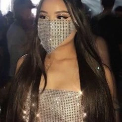 Masks Tyler Rhinestone Mask And Crop Top Two Piece Set