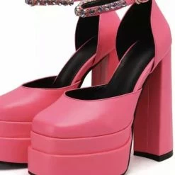 Reve Doll Essentials Jessica Bara Wanda Rhinestone Ankle Strap Platform Heels