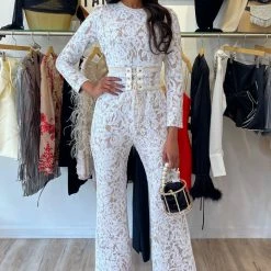 Jessica Bara Astoria Long Sleeve Lace Jumpsuit The Event Shop