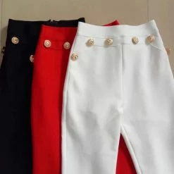 Jessica Bara Helena Gold Button Flare Pants