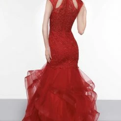 Colors Dress High Neck Ruffled Trumpet Gown The Event Shop