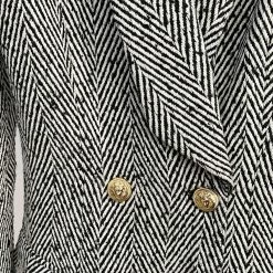 Jessica Bara Liam Long Sleeve Herringbone Coat