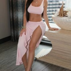 Jessica Bara Ava Crop Top And Maxi Skirt Two Piece Set