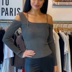 Jessica Bara Levi Off The Shoulder Long Sleeve Top