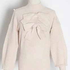 Jessica Bara Kennedy Bowknot Long Sleeve Sweater
