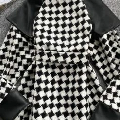 Reve Doll Essentials Jessica Bara Jaelyn Houndstooth Leather Belted Jacket