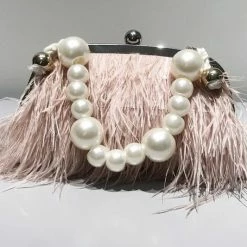 Jessica Bara Orna Ostrich Feather Pearl Handbag The Event Shop
