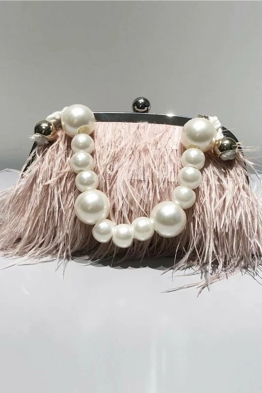 Jessica Bara Orna Ostrich Feather Pearl Handbag The Event Shop