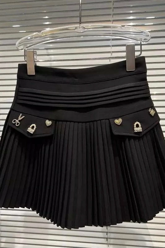 Jessica Bara Jesanna Gold Charm Pleated Skirt