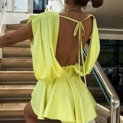 Influencer Style Jessica Bara Israel Deep V Flowy Romper