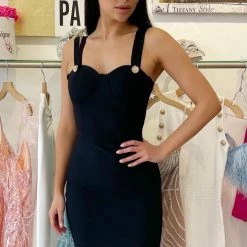 Jessica Bara Alise Bandage Sweetheart Midi Dress