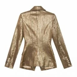 Reve Doll Essentials Jessica Bara Donatella Metallic Gold Button Blazer