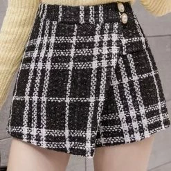 Jessica Bara Jesse Plaid Tweed High Waisted Skort Bottoms